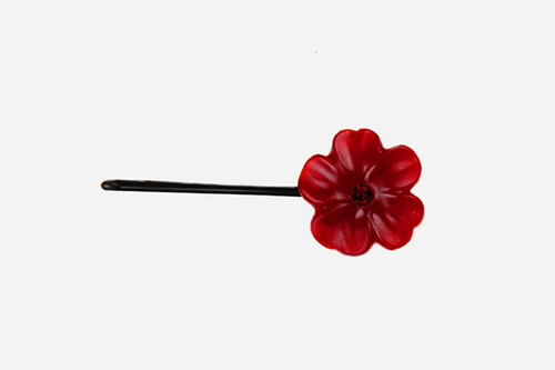 di Prima Begonia Milky Flower Bobby Pins, Red, 2 Count