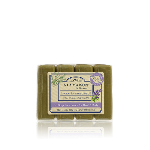 A La Maison Bar Soap Value Pack, Lavender Rosemary Olive Oil, 4 x 3.5 oz Bars