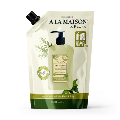 A La Maison Liquid Soap Refill Pouch, Rosemary Mint, 33.8 fl oz (1 L)