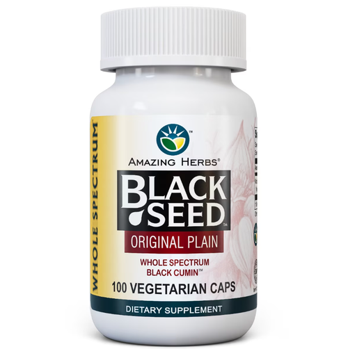 Amazing Herbs Whole Spectrum Black Seed Original Plain, 100 Vegetarian Capsules