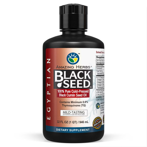 Amazing Herbs Egyptian Black Seed Oil, Cold-Pressed, 32 fl oz