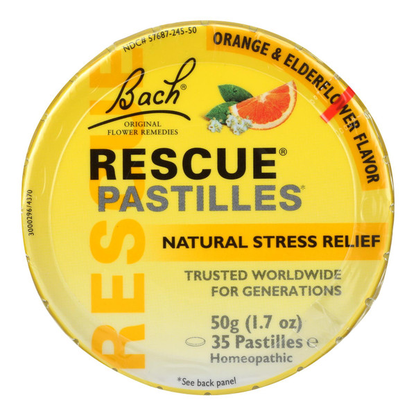Bach Flower Remedies Rescue Remedy Pastilles Orange EldeRefillower - 1.7 oz - Case of 12