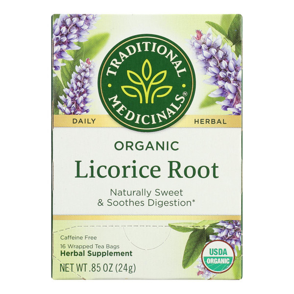 Traditional Medicinals Organic Licorice Root Tea/Herbal Tea - 16 Tea Bags - Case of 6