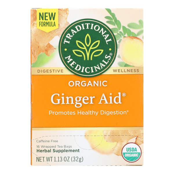 Traditional Medicinals Organic Ginger Aid Tea/Herbal Tea - 16 Tea Bags - Case of 6