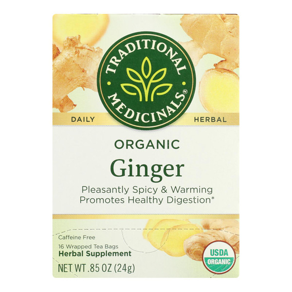 Traditional Medicinals Organic Ginger Tea/Herbal Tea - 16 Tea Bags - Case of 6