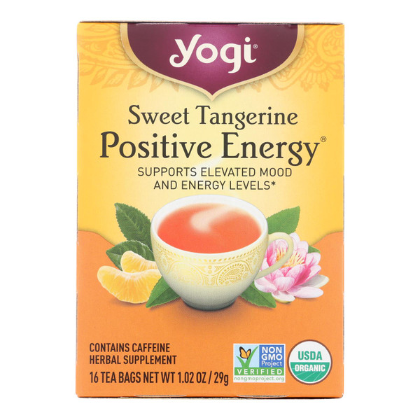 Yogi Positive Energy Tea/Herbal Tea Sweet Tangerine - 16 Tea Bags - Case of 6