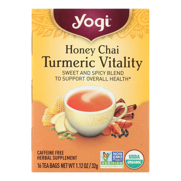 Yogi Tea - Organic - Honey Chai Turmeric - Case of 6 - 16 BAG