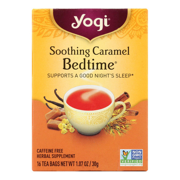 Yogi Bedtime Tea/Herbal Tea Caffeine Free Soothing Caramel - 16 Tea Bags - Case of 6