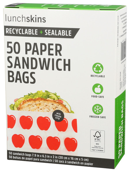 Lunchskins Paper Sandwich Bags, 50 Ct