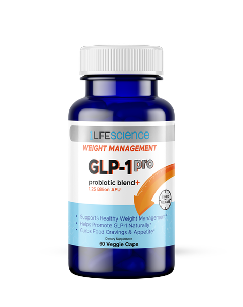 1LifeScience GLP-1 PRO Probiotic Blend+ 60 vegetarian capsules bottle