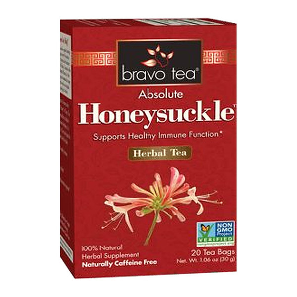 Bravo Tea Absolute Honeysuckle Herbal Tea box, 20 tea bags