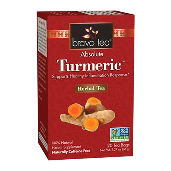 Bravo Tea Absolute Turmeric Herbal Tea box, 20 tea bags