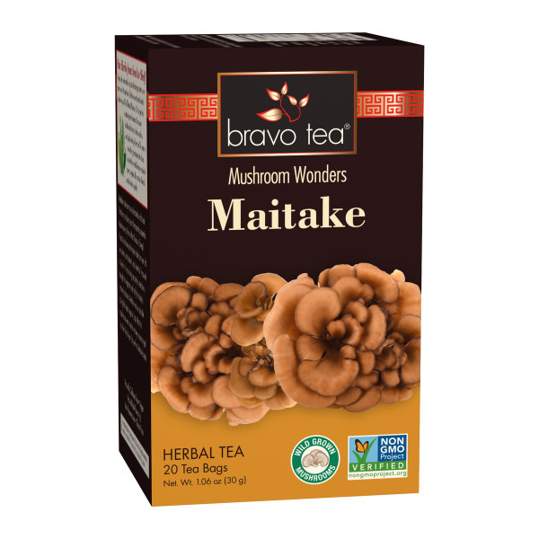 Bravo Tea Mushroom Wonders Maitake Mushroom Herbal Tea box, 20 tea bags