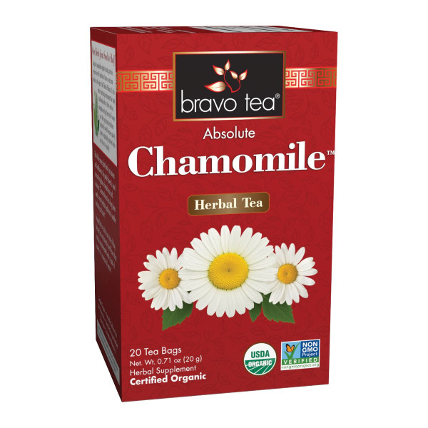 Bravo Tea Absolute Organic Chamomile Herbal Tea box, 20 tea bags