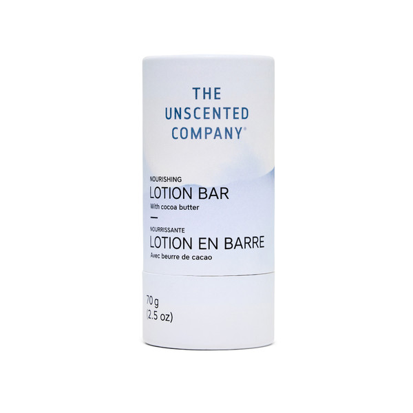 The Unscented Company Lotion Bar in a recyclable paper tube, Unscented, 70 g (2.5 oz)