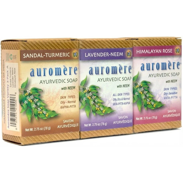 Auromere Ayurvedic Soap Variety Pack, 3 Bars