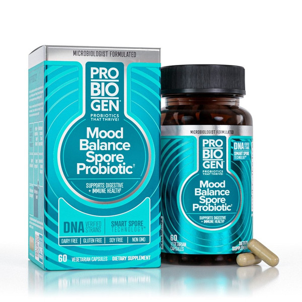 Probiogen Mood Balance Spore Probiotic, Stress & Mood Support, 60 Vegetarian Capsules