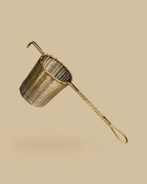 Anima Mundi Woven Brass Tea Strainer, Large, Long Handle