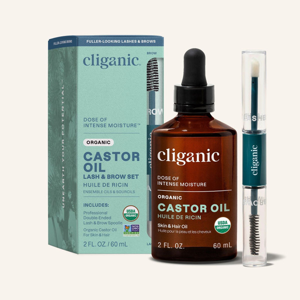Cliganic Organic Castor Oil with Lash & Brow Applicator, 2 fl oz
