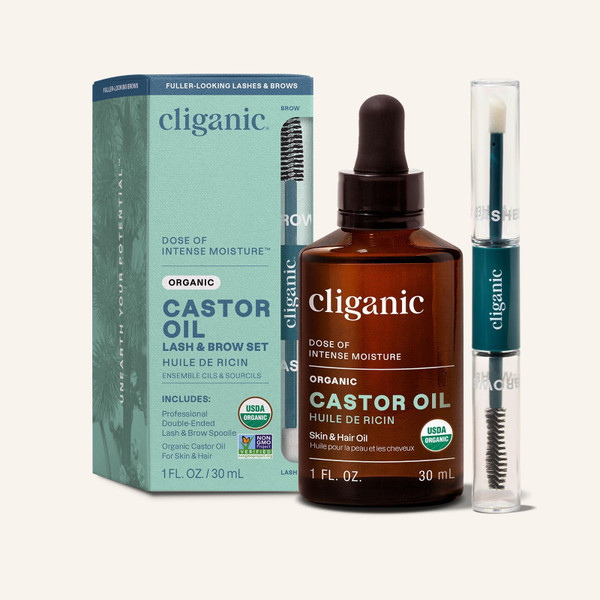 Cliganic Organic Castor Oil with Lash & Brow Applicator, 1 fl oz