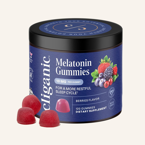 Cliganic Melatonin 10 mg Gummies, Mixed Berry, 120 Gummies