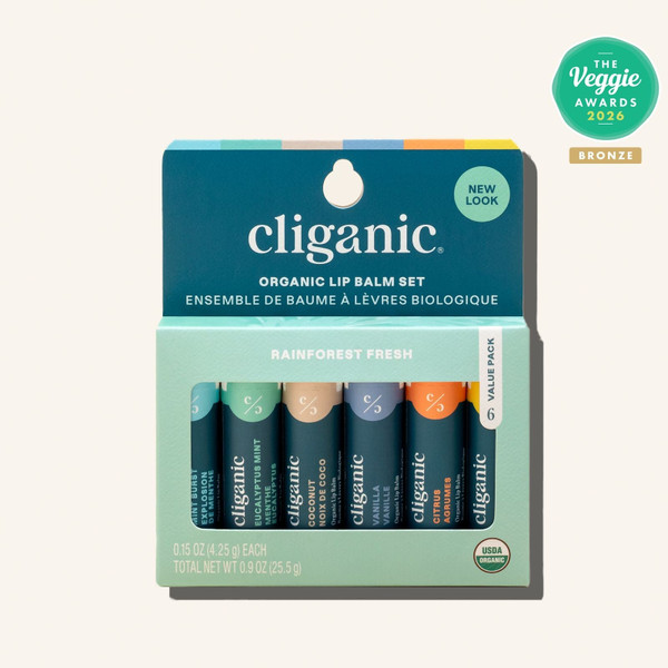 Cliganic Organic Lip Balm Set, Rainforest Fresh, 6 x 0.15 oz