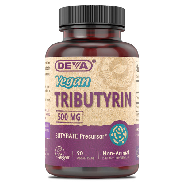 Deva Vegan Tributyrin 500 mg, Butyrate Precursor, 90 Vegan Capsules