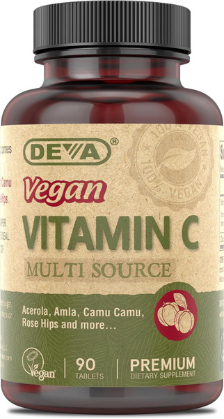 Deva Vegan Vitamin C 250 mg, Multi-Source Buffered, 90 Tablets