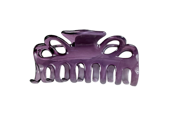 di Prima Gardenia Double Loop Hair Clamp, Medium, Twin Plum