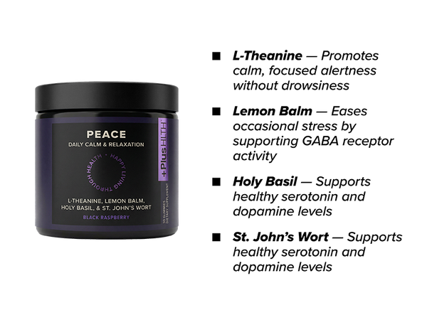 +PlusHLTH Peace Calm & Relaxation Gummies, Black Raspberry, 30 Gummies