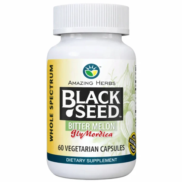 Amazing Herbs Whole Spectrum Black Seed with GlyMordica Bitter Melon, 100 Vegetarian Capsules