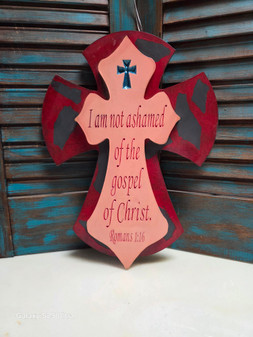 Romans 1:16 Handcrafted Cross