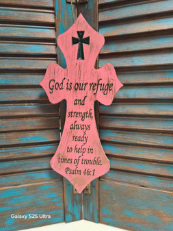 Psalms 46:1 Handcrafted Cross