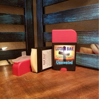 unscented lotion bar, red dirt soap
