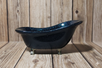 resin soap dish, claw foot tub, red dirt soap