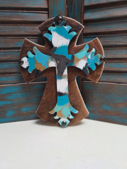 Red Dirt Soap, Hand painted Cross, cowhide