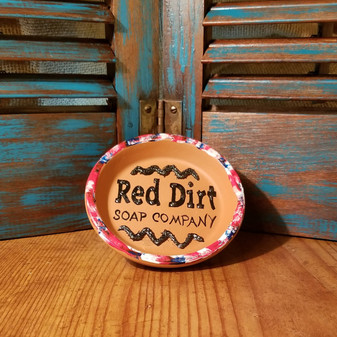 Hand painted Terracotta  Soap Dish -  Wave of  Pride of the Red White and Blue