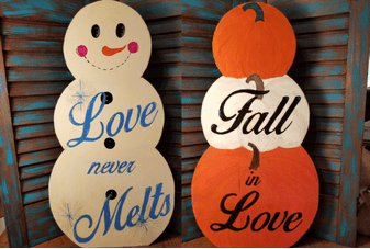 2 Sided Holiday Decor' Fall in Love / Love never Melts