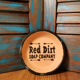 Hand painted Terracotta  Soap Dish - Wrought Iron Black Arrows