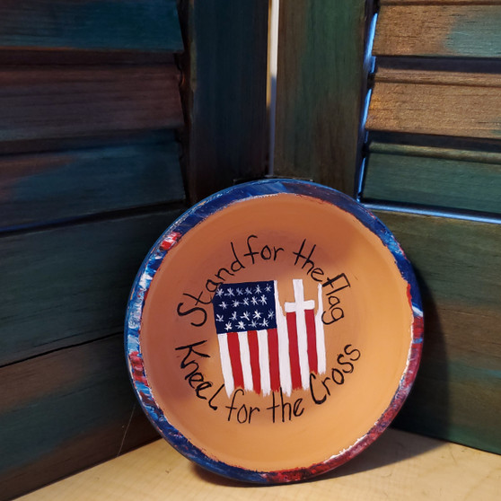 flag, cross, america, Jesus, soap dish, terracotta, red dirt soap, handmade, made in oklahoma, natural skin care