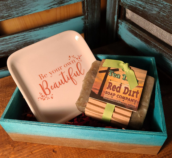 natural bar soap, hand painted wooden crate, soap dish, red dirt soap, Made in the USA, Made in Oklahoma