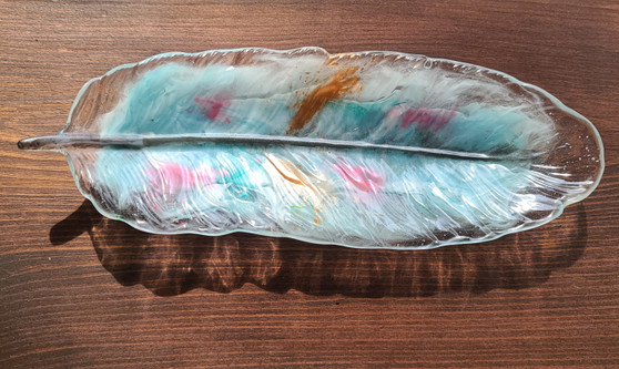 Feather Resin Soap Dish / Trinket Dish Splash of Color