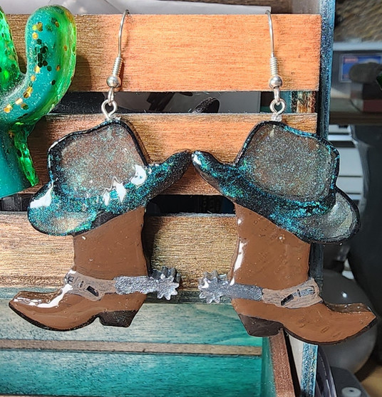 HANDMADE EARRINGS, RESIN EARRINGS, HAND PAINTED, MADE IN THE USA, 