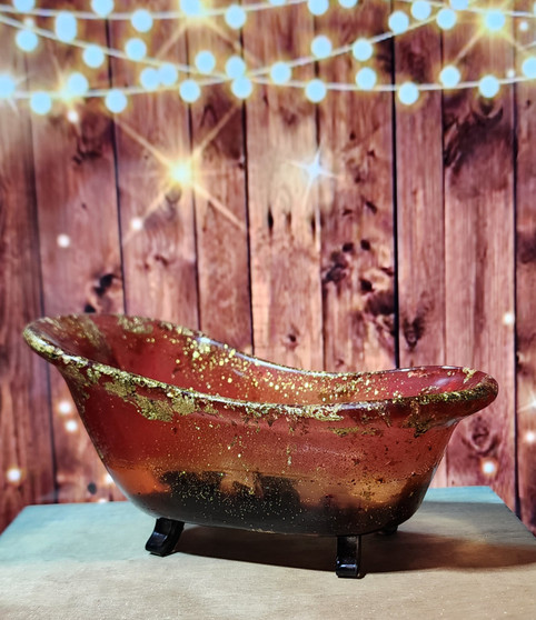 CLAWFOOT TUB, GOLD LEAF, BURGANDY, HANDCRAFTED, RED DIRT SOAP