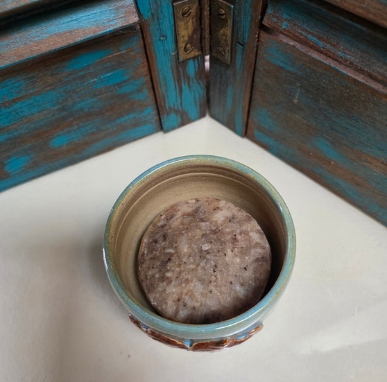Turquoise n brown Mustache Hand Thrown Stoneware Shave Mug