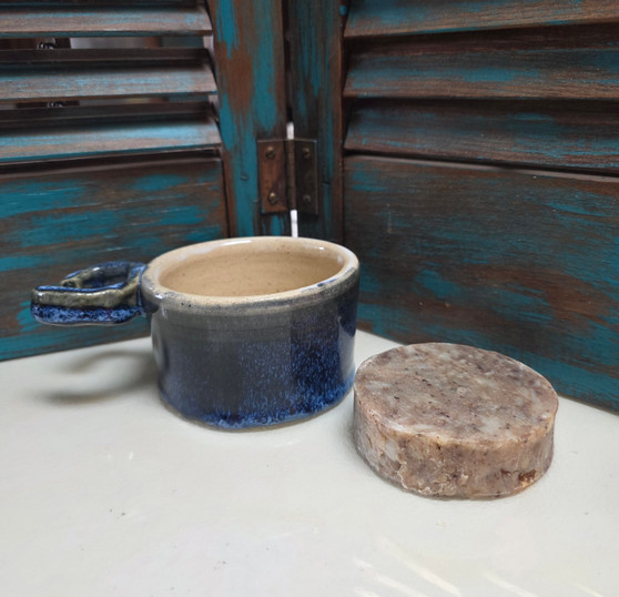 Handmade, stoneware, shave mug, Red Dirt Soap, 