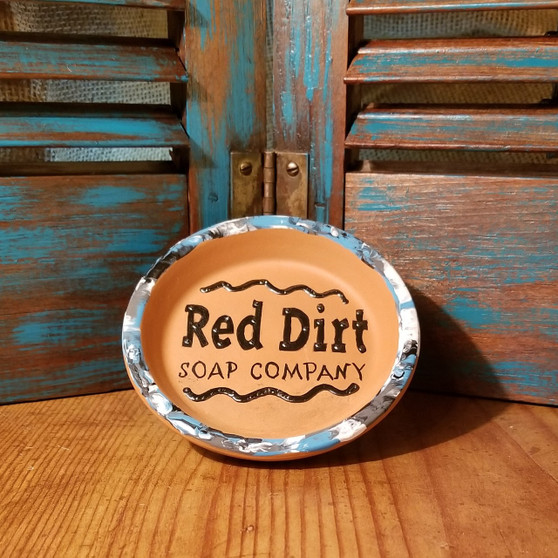 Hand painted Terracotta  Soap Dish - Wave of Twisted Turquoise