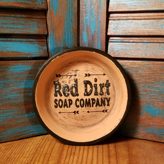 Hand painted Terracotta  Soap Dish - Wrought Iron Black Arrows