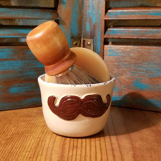 Sandy Shores Brown Mustache Hand Thrown Stoneware Shave Mug