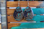 HANDMADE EARRINGS, RESIN EARRINGS, HAND PAINTED, MADE IN THE USA, BULL SKULL